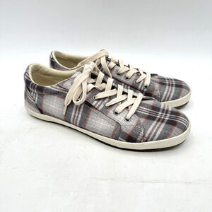 Taos Footwear Star Sneakers Size 11 Gray Plaid Fabric Arch Support Comfort